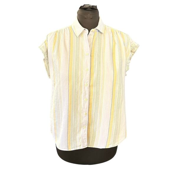 Eddie Bauer Light Blue Striped Soft Cotton Casual Button Down Size M - Picture 2 of 9